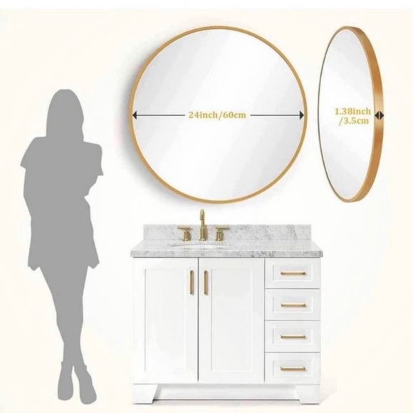 24 inch round gold mirror - Picture 2 of 7